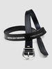 Women's Thin Leather Belt Silver Black