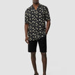 Breeze Bowling Short Sleeve Shirt Black Flowers