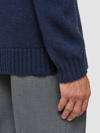 Chunky Soft Wool Knit Crewneck Dark Navy Melange