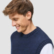 Chunky Soft Wool Knit Vest Dark Navy Melange