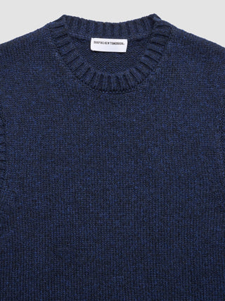 Chunky Soft Wool Knit Vest Dark Navy Melange