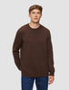 Chunky Soft Wool Knit Crewneck Saddle Brown Melange