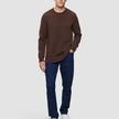Chunky Soft Wool Knit Crewneck Saddle Brown Melange