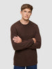 Chunky Soft Wool Knit Crewneck Saddle Brown Melange