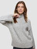 Women's Chunky Soft Wool Knit Turtleneck Medium Grey Melange