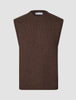 Chunky Soft Wool Knit Vest Saddle Brown Melange