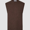 Chunky Soft Wool Knit Vest Saddle Brown Melange