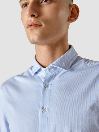 Classic Short Sleeve Shirt Light Blue Stripes