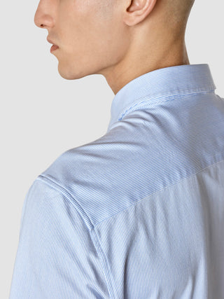 Classic Short Sleeve Shirt Light Blue Stripes