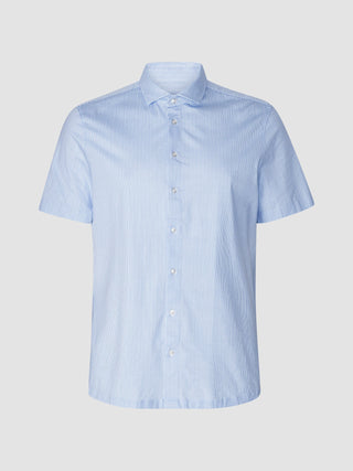 Classic Short Sleeve Shirt Light Blue Stripes
