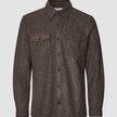 Double Layer Wool Overshirt Saddle Brown