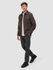 Double Layer Wool Overshirt Saddle Brown