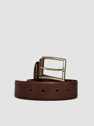 Elastic Leather Belt Dark Brown