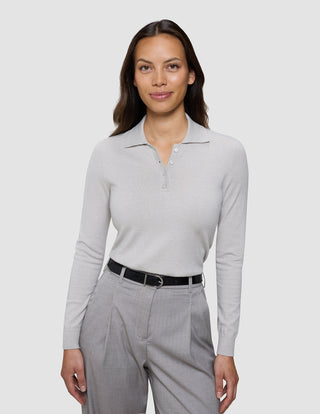 Women's Elevated Knit Polo Cold Beige Melange