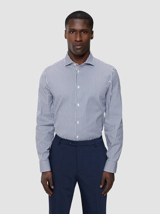 Elevated Shirt Navy Stripe Thin Slim