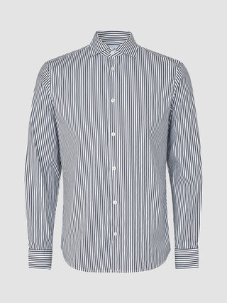 Elevated Shirt Navy Stripe Thin Slim