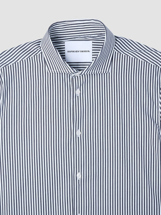 Elevated Shirt Navy Stripe Thin Slim