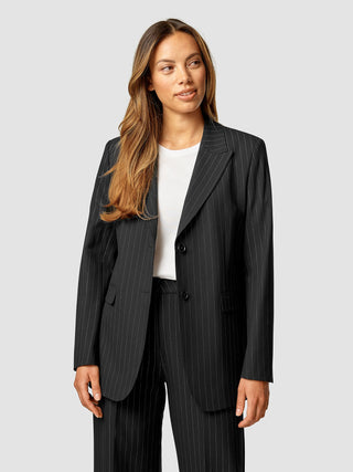 Essential Blazer Black Silver Pinstripe