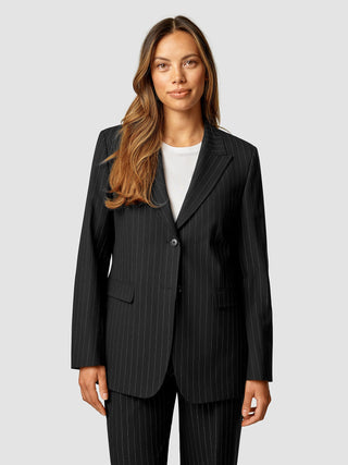 Essential Blazer Black Silver Pinstripe
