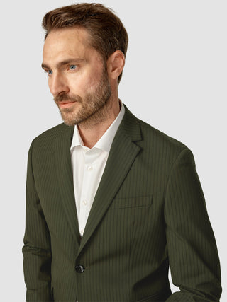 Essential Blazer Slim Moss Green Pinstripe