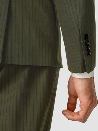 Essential Suit Moss Green Pinstripe