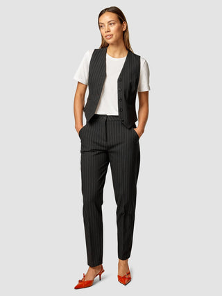 Essential Vest Short Black Silver Pinstripe