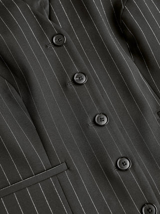 Essential Vest Short Black Silver Pinstripe