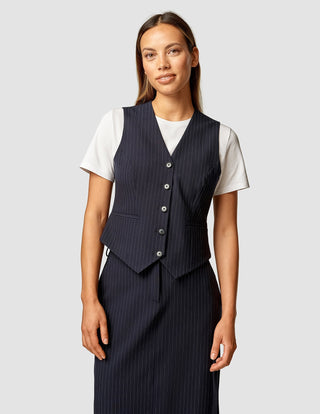 Essential Vest Short Navy Pinstripe