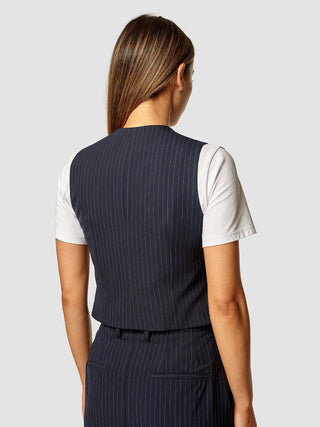 Essential Vest Short Navy Pinstripe