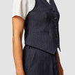 Essential Set Navy Pinstripe Short Vest & Maxi Skirt