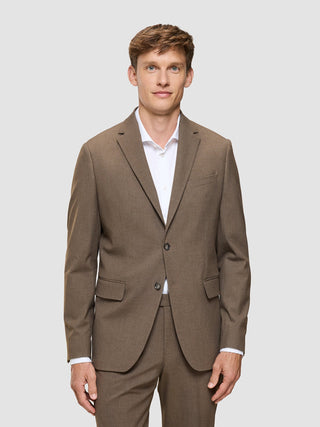 Essential Blazer Slim Saddle Brown Melange