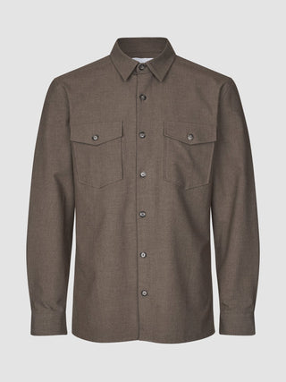 Essential Overshirt Saddle Brown Melange
