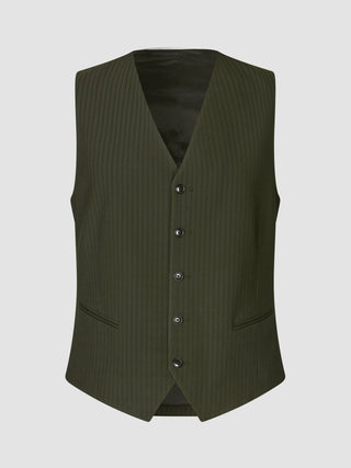 Essential Vest Moss Green Pinstripe