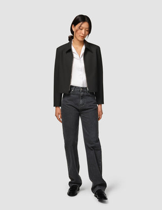 Essential Short Zip Jacket Black