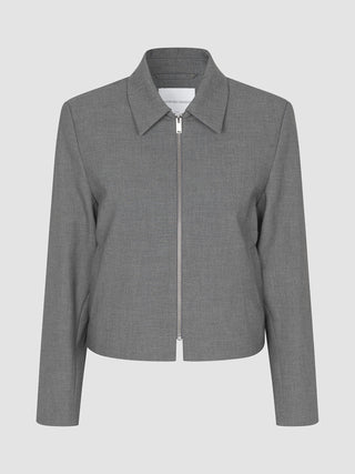 Essential Short Zip Jacket Dark Grey Melange