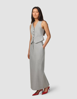 Essential Short Vest Light Grey Pinstriped