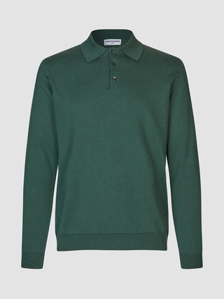 Everyday Knit Long Sleeve Polo Shadow Green