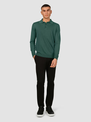 Everyday Knit Long Sleeve Polo Shadow Green