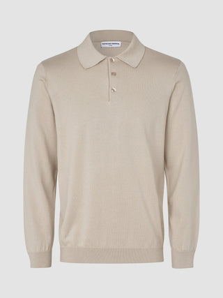 Everyday Knit Long Sleeve Polo Birchwood