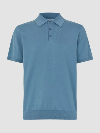 Everyday Knit Short Sleeve Polo Blue Mirage