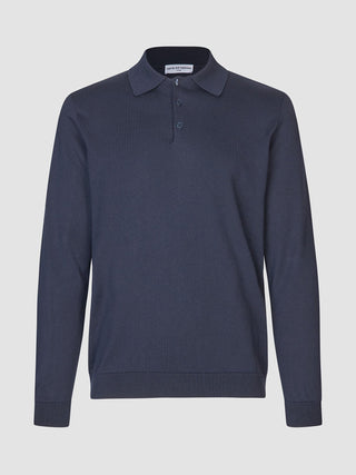 Everyday Knit Long Sleeve Polo Navy