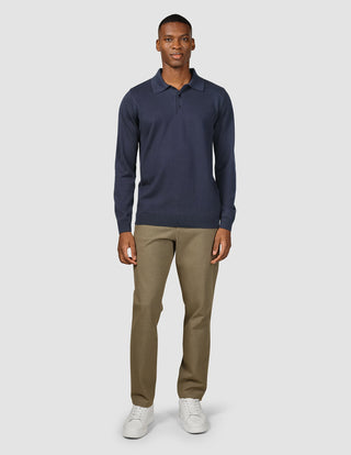Everyday Knit Long Sleeve Polo Navy