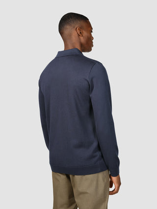 Everyday Knit Long Sleeve Polo Navy