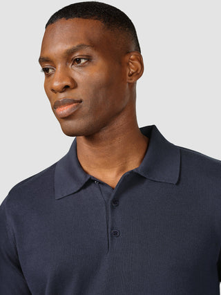 Everyday Knit Long Sleeve Polo Navy