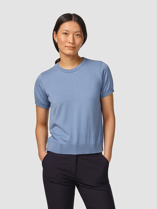 Fine Knit T-shirt Serenity Blue