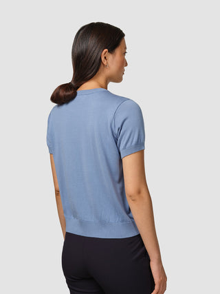 Fine Knit T-shirt Serenity Blue