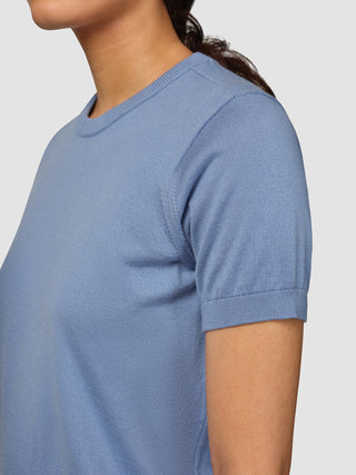 Fine Knit T-shirt Serenity Blue