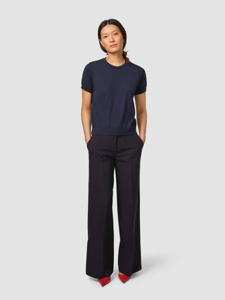 Fine Knit T-shirt Navy