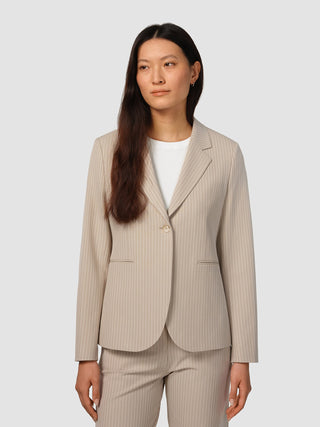 Essential Fitted Blazer Island Sand Pinstriped
