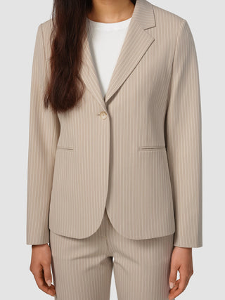 Essential Suit Island Sand Pinstripe Fitted Blazer & Straight Pants